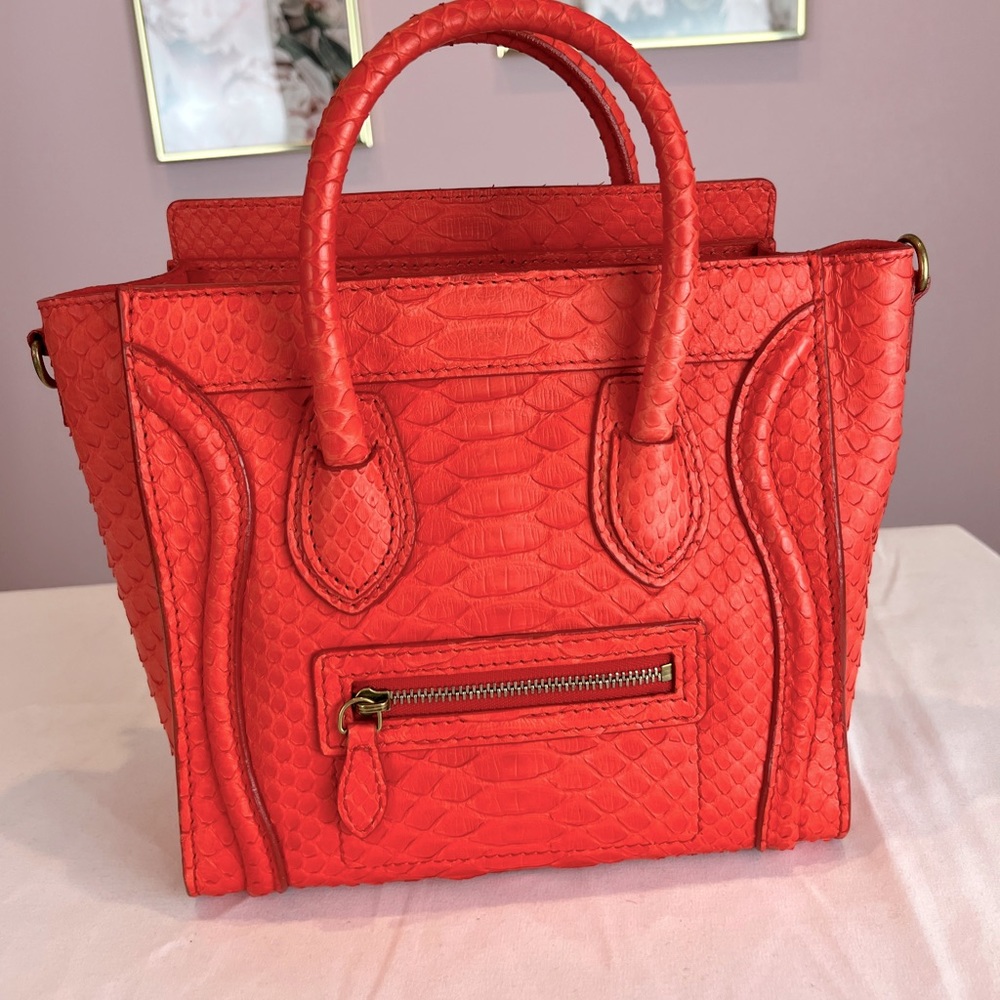 Celine Python Leather Nano Luggage Tote